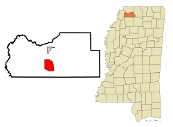 Tate County Mississippi Incorporated and Unincorporated areas Senatobia Highlighted.svg