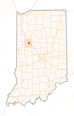 Localización de Lafayette en el estado de Indiana, EE. UU.