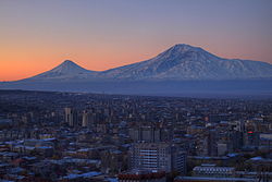Yerevan Armenia with the backdrop of Mount Ararat.JPG