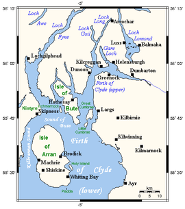 Mapa de la región del fiordo de Clyde
