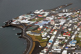 Vista aérea del muelle de Keflavík
