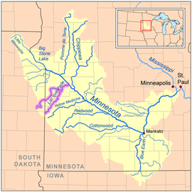 Mapa de localización del río Lac qui Parle.