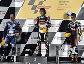 Qatar Moto2 podium 2010.jpg