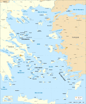 Mapa de la región del mar Egeo.