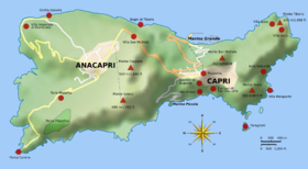 Mapa de la isla con los principales lugares de interés