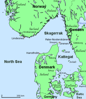 Localización del fiordo de Oslo en el Skagerrak