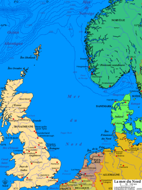 Mapa de la región del mar del Norte