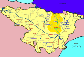 Localización del río Ara en la cuenca del Segre (el río Arazas no está representado)
