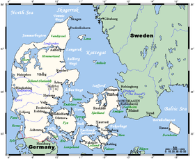 Localización del Gran Belt en Dinamarca