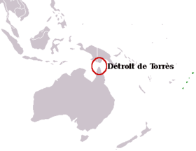 Localización del estrecho  de Torres