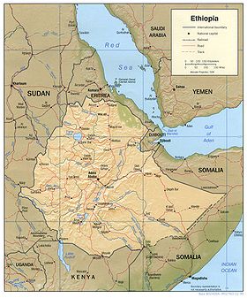 Localización del río Tekeze (mapa de Etiopía)