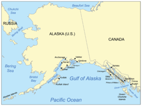 Mapa del golfo de Alaska.
