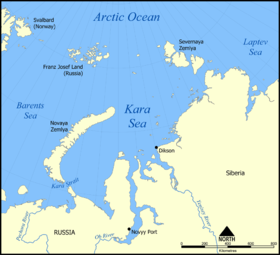 Localización del mar de Kara.