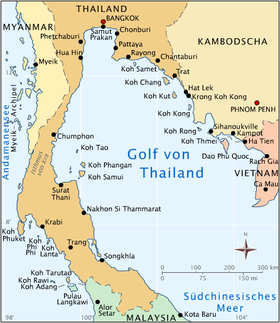Mapa de la región del golfo de Tailandia