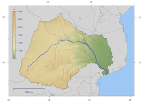 Mapa de la cuenca del río Limpopo.