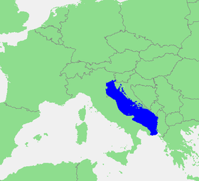 Localización del mar de Adriático