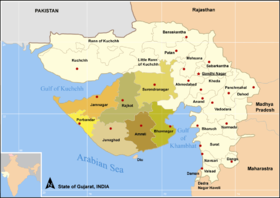 Mapa de los distritos de Guyarat