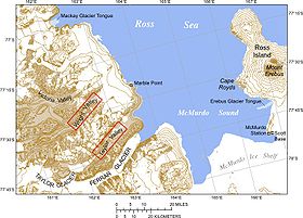 Mapa del la zona del Mcmurdo Sound