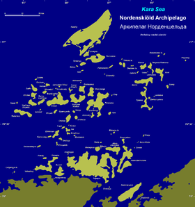 El archipiélago de Nordenskiöld, incluyendo otras  islas del litoral siberiano