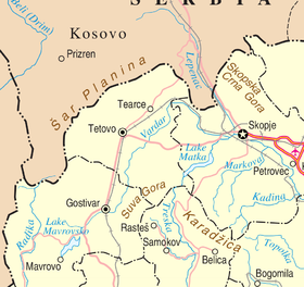 Localización del río en el noroeste de Macedonia.
