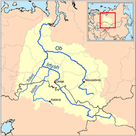 Localización del río Chumysh en la cuenca del río Obi