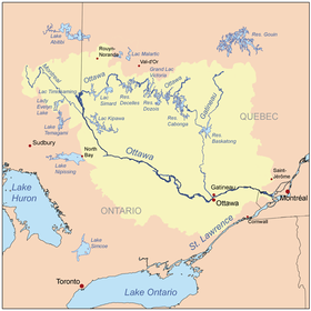 Mapa de la cuenca del río Ottawa