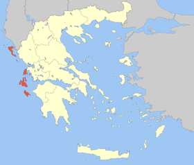 Localización de las islas Jónicas en Grecia.