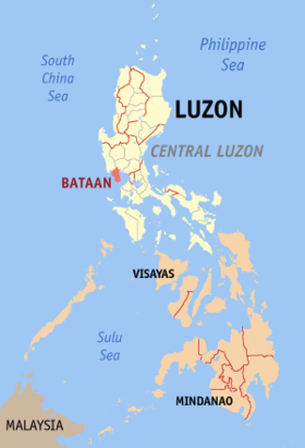 Situación de la provincia de Bataán en el mapa provincial de Filipinas