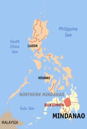 Situación de la provincia de Bukidnon en el mapa provincial de Filipinas