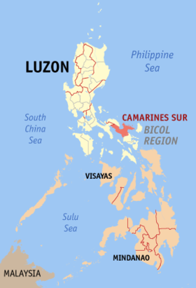 Situación de la provincia de Camarines Sur en el mapa provincial de Filipinas