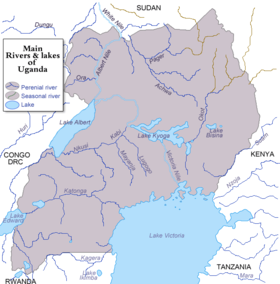 Localización del río Kagera (mapa de Uganda)