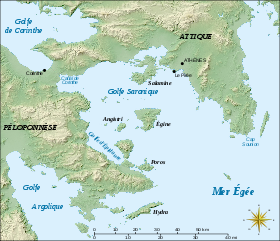 Mapa de la región del golfo Sarónico