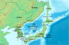 Localización del estrecho de La Pérouse (mar del Japón)