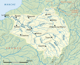 Localización del río Oise en la cuenca del Sena
