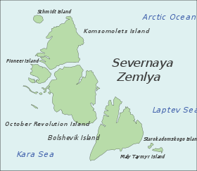 Mapa de las Islas Sévernaya Zemlyá