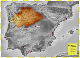 Localización aproximada del Eria en la cuenca del Duero (el río no está dibujado)