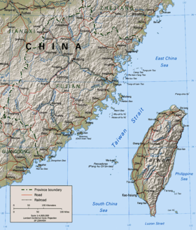 Mapa de la región del estrecho de Taiwán