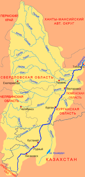 Cuenca del río Tobol (rótulos en ruso)