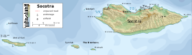 Mapa del archipiélago de Socotra.