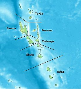 Localización de las islas (provincias de Vanuatu)