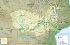 Localización del Luangwa en la cuenca del Zambeze