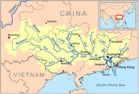 Localización del río Xi en la cuenca del río Perla
