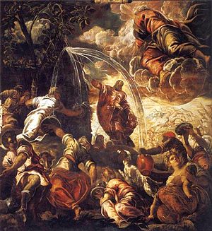 File-Tintoretto, Jacopo - Moses Striking Water from the Rock - 1577 - 122kb.jpg