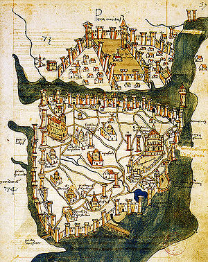Map of Constantinople (1422) by Florentine cartographer Cristoforo Buondelmonte.jpg