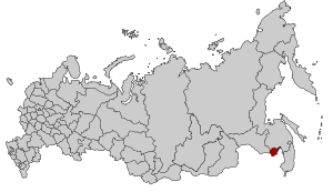Localización del óblast autónomo Hebreo en Rusia