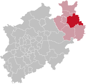 Lage des Kreises Lippe in Nordrhein-Westfalen