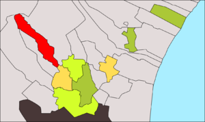 Localización de Masarrochos respecto a los Poblados del Norte