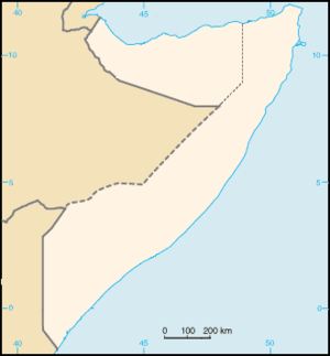 Ubicación de Eyl en Somalia.