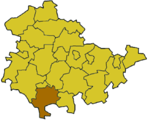 Lage des Landkreises Hildburghausen in Thüringen