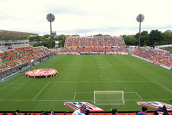 Estadio de Omiya Ardija antes de un partido de la J.League.